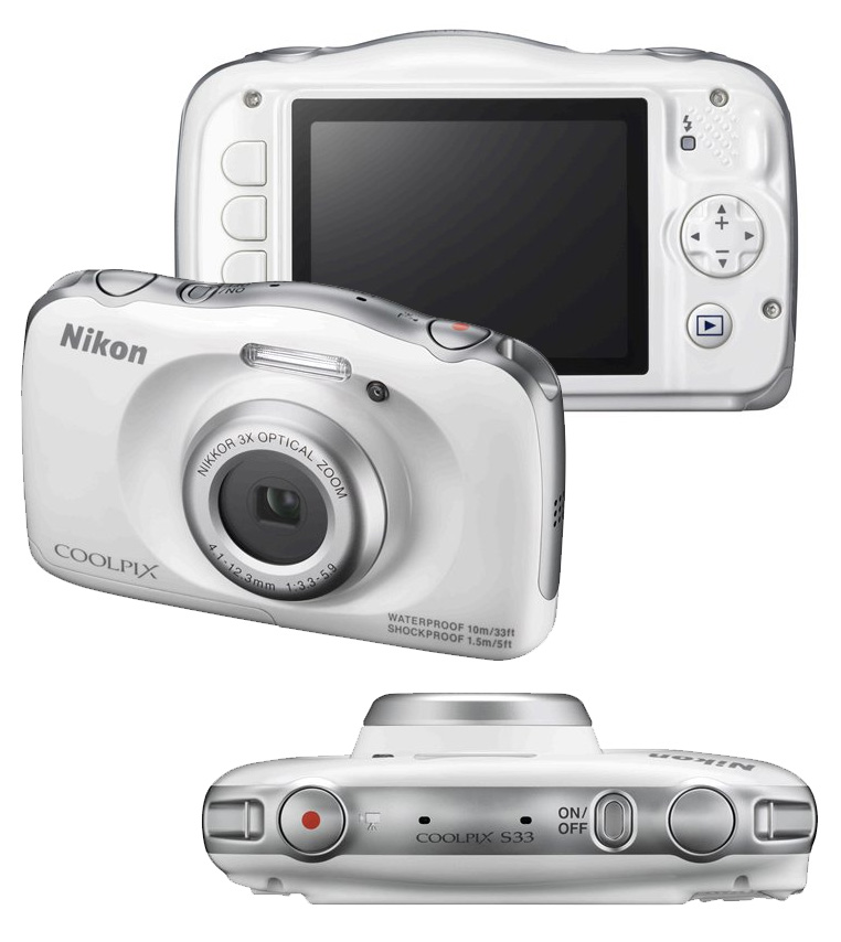 Nikon Coolpix S33 Digital Camera with 3x Zoom (White) at Hunts Photo